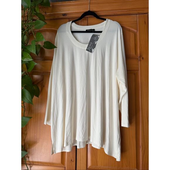 Kasbah Box2 Plus Size 28/30 Cream Jersey Tunic Top – Relaxed Fit NWT - Picture 2 of 12